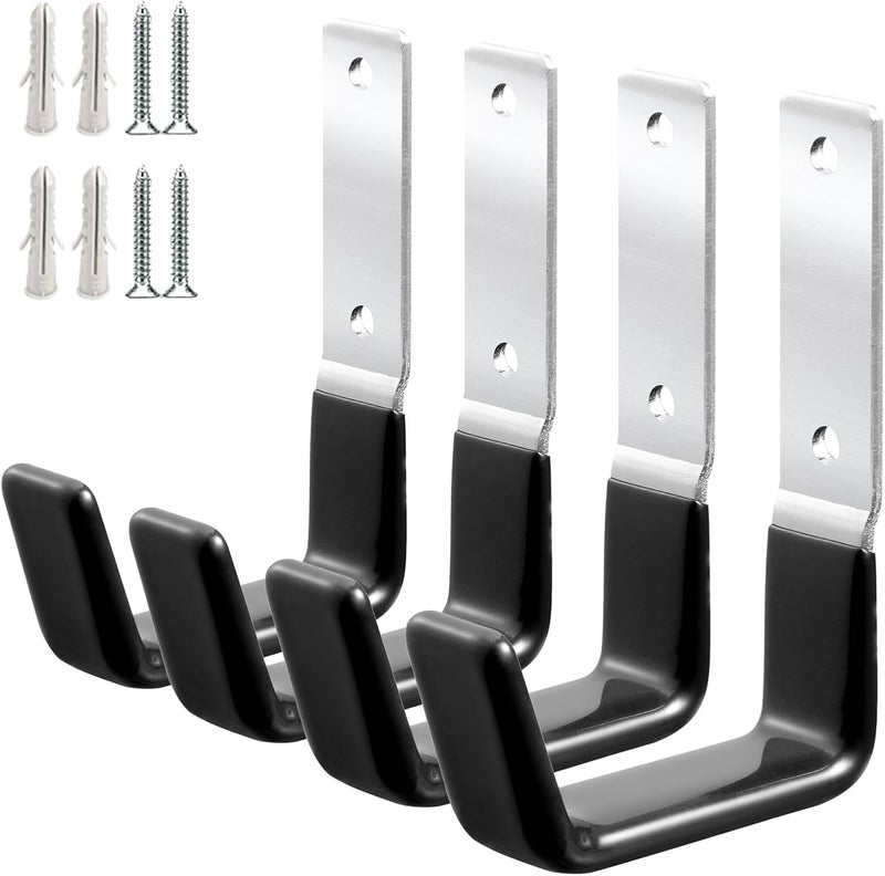 GeeWatom Heavy Duty Steel Garage Hooks,Garage Storage Utility Hooks,Anti-Slip Hanger, Tool Organizer,Steel Wall Mount Organizer, Garden Hose Hanger (Small-4PC) - Image 1
